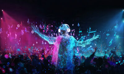 a digital star on stage under neon