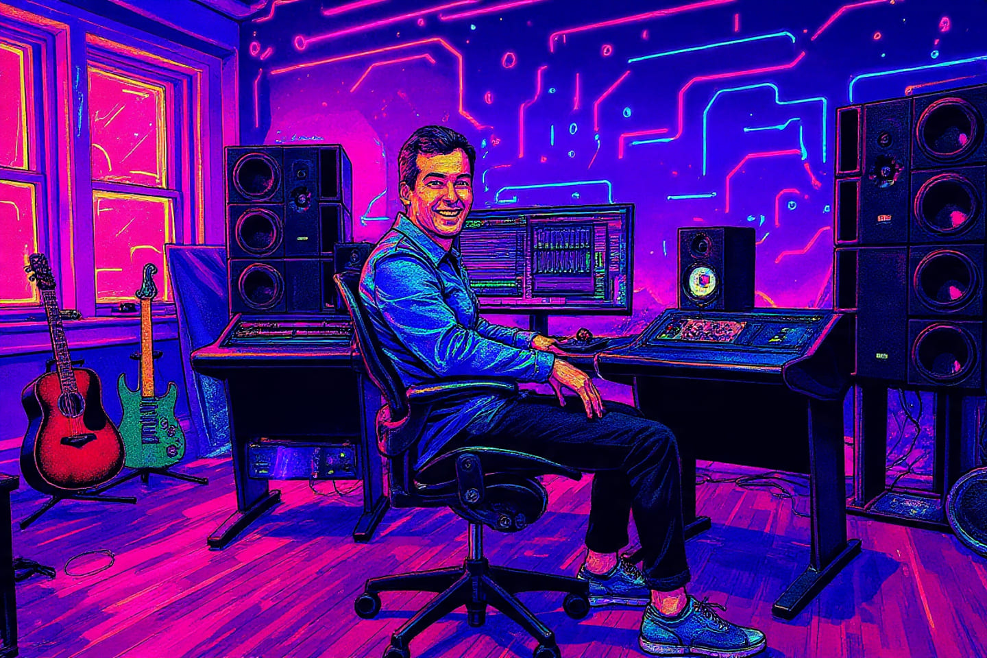 reestilize a imagem em glitch e vaporwave